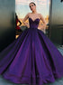 Ball Gown Sweetheart Satin Floor Length Purple Prom Dress LBQ1191